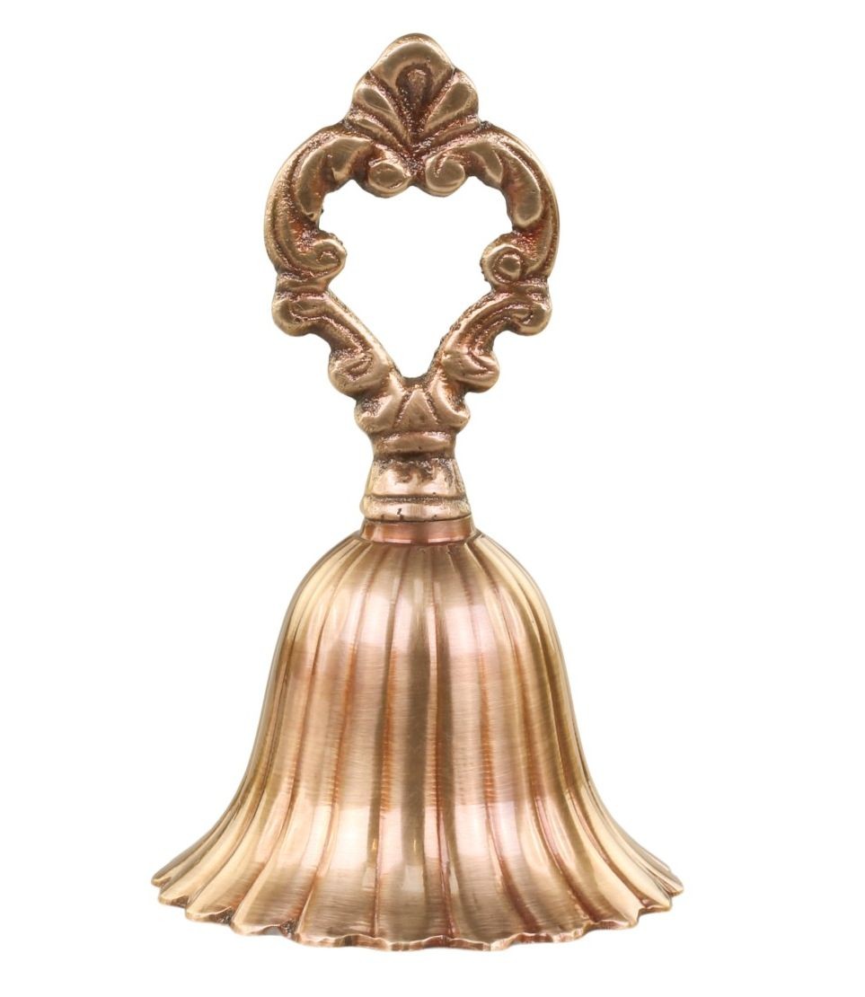 Mosazný antik zvonek se zdobným držadlem - 7*12 cm Chic Antique