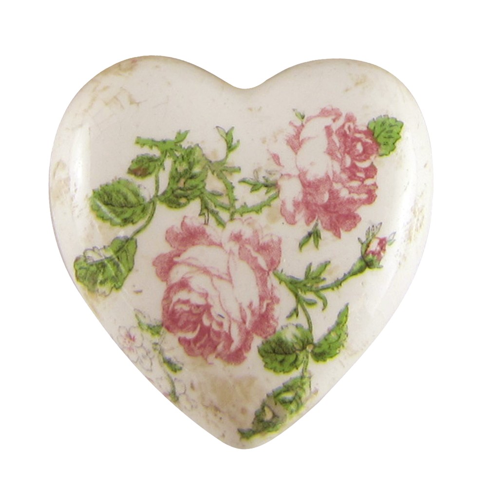 Keramické dekorační srdce s růžemi Rossia M - 8*8*4 cm Clayre & Eef