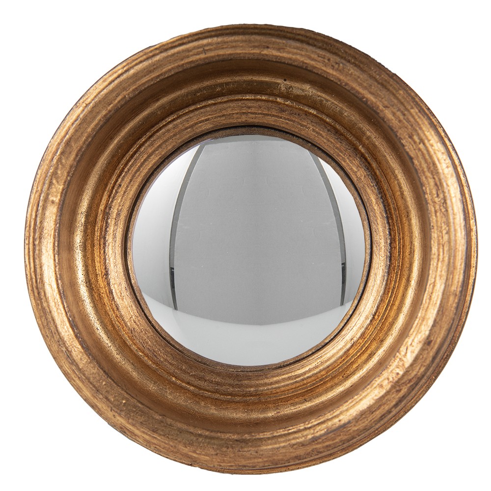 Zlaté antik kulaté nástěnné vypouklé zrcadlo Beneoit – Ø 24*7 cm Clayre & Eef