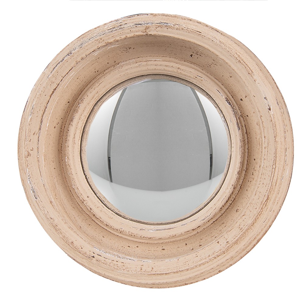Béžové antik kulaté nástěnné vypouklé zrcadlo Beneoit – Ø 16*4 cm Clayre & Eef