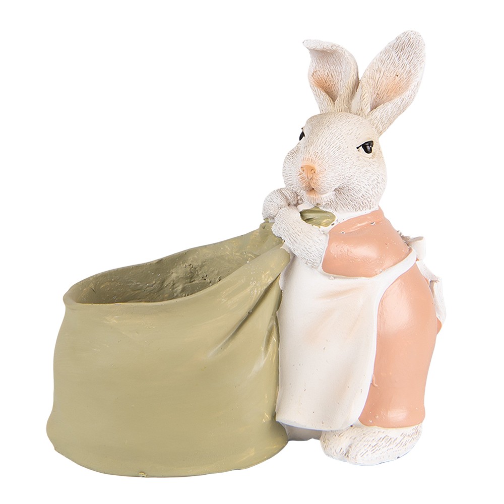 Dekorace králík s pytlem jako květináček - 15*7*14 cm Clayre & Eef