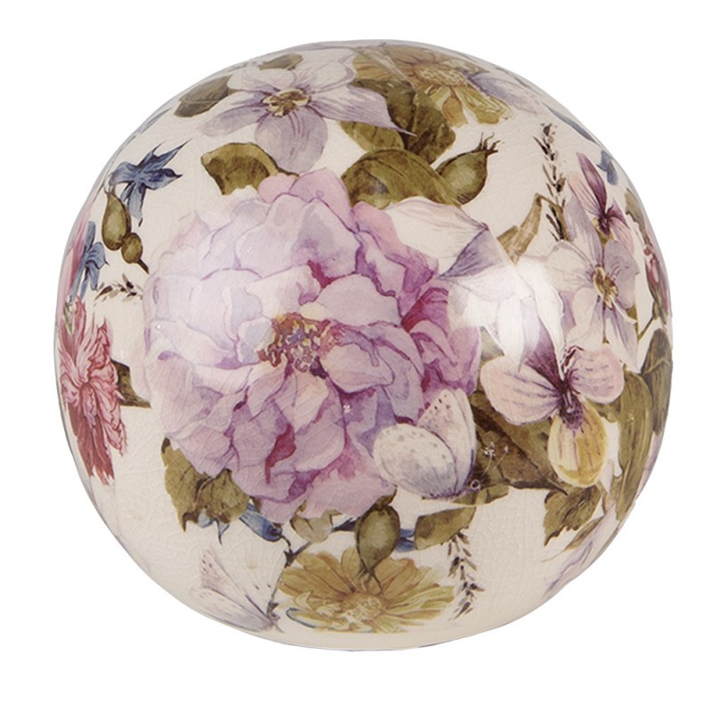 Keramická dekorační koule s květy Lovely Flowers M - Ø12*11 cm Clayre & Eef