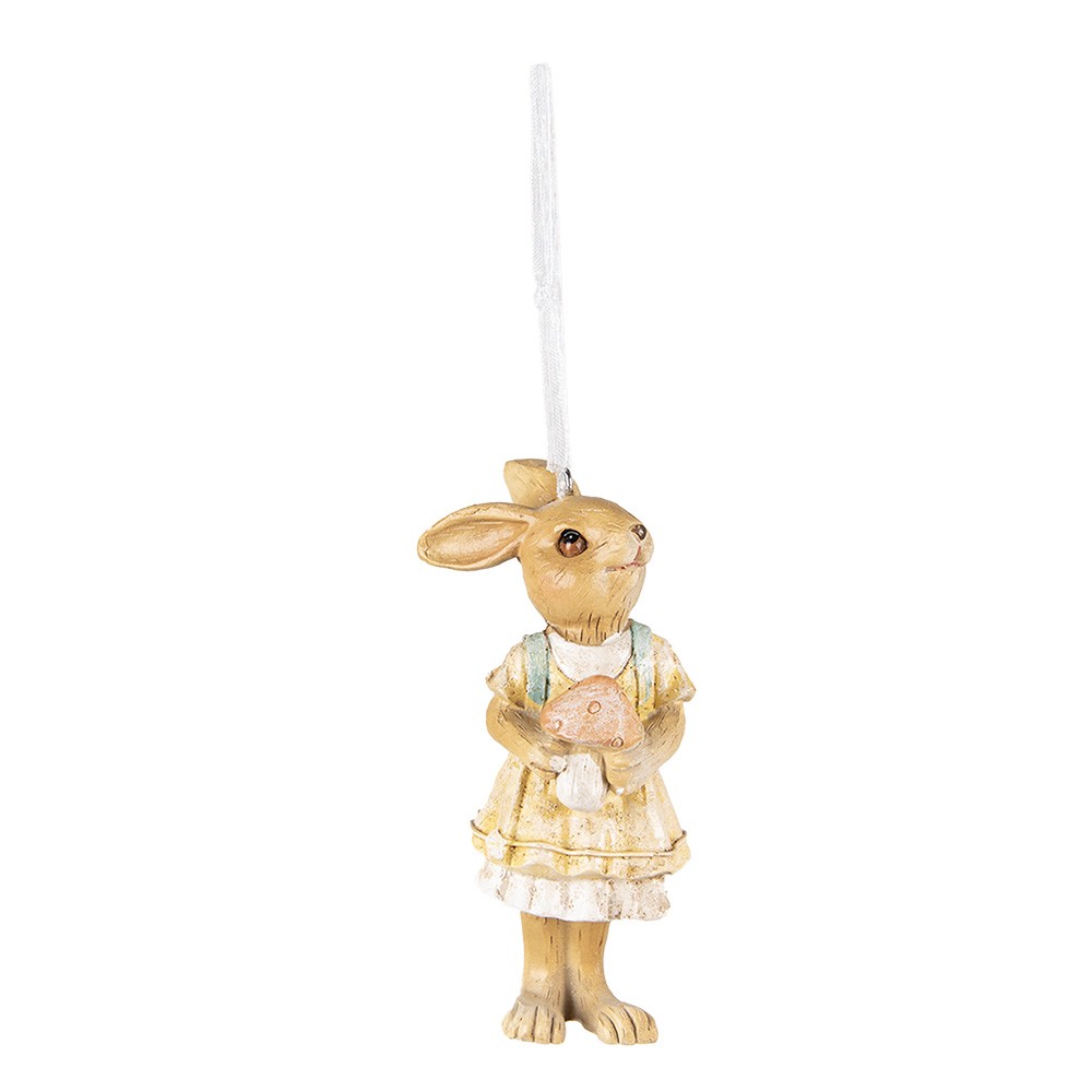Závěsná dekorace králičí slečna v sukni a brašnou - 4*4*11 cm Clayre & Eef