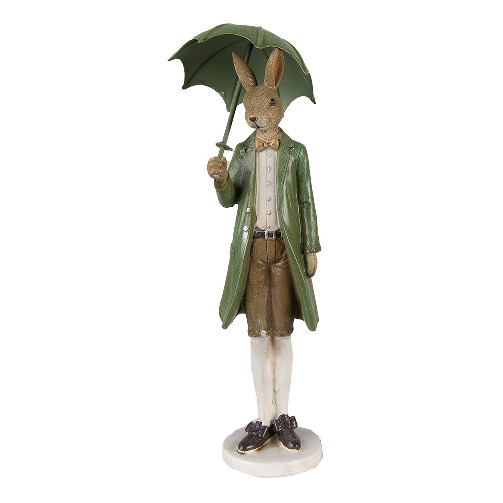 Velikonoční dekorace králičí muž s deštníkem - 10*9*27 cm Clayre & Eef