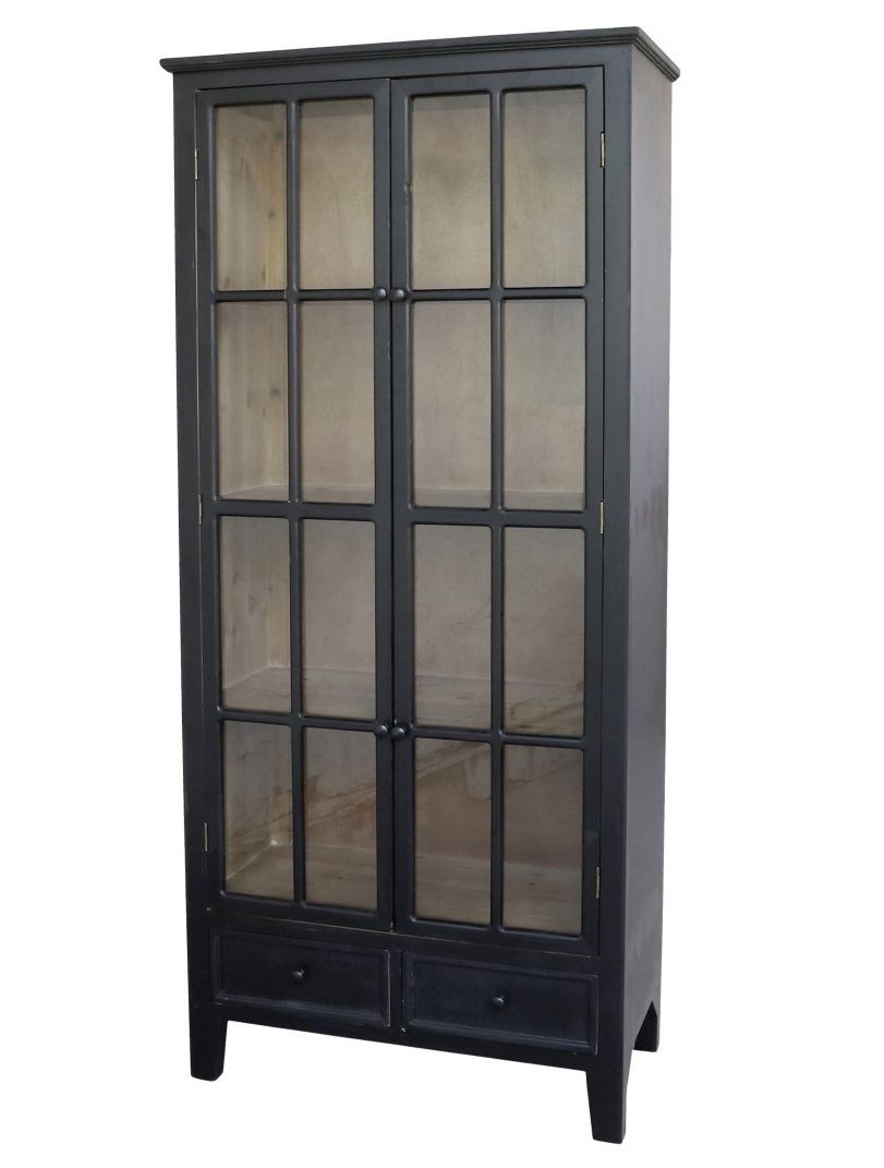 Černá antik dřevěná skříň / vitrína s policemi Floriette - 105*40*200 cm Chic Antique