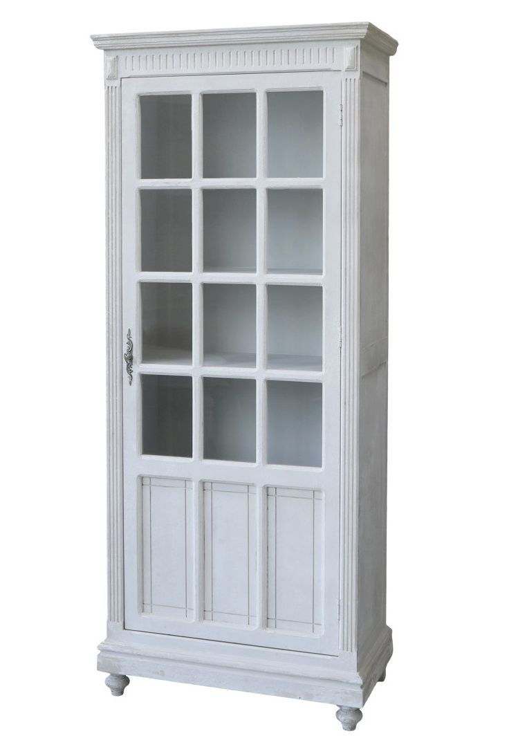Bílá antik dřevěná skříň / vitrína s policemi Old Francé - 66*37*173 cm Chic Antique