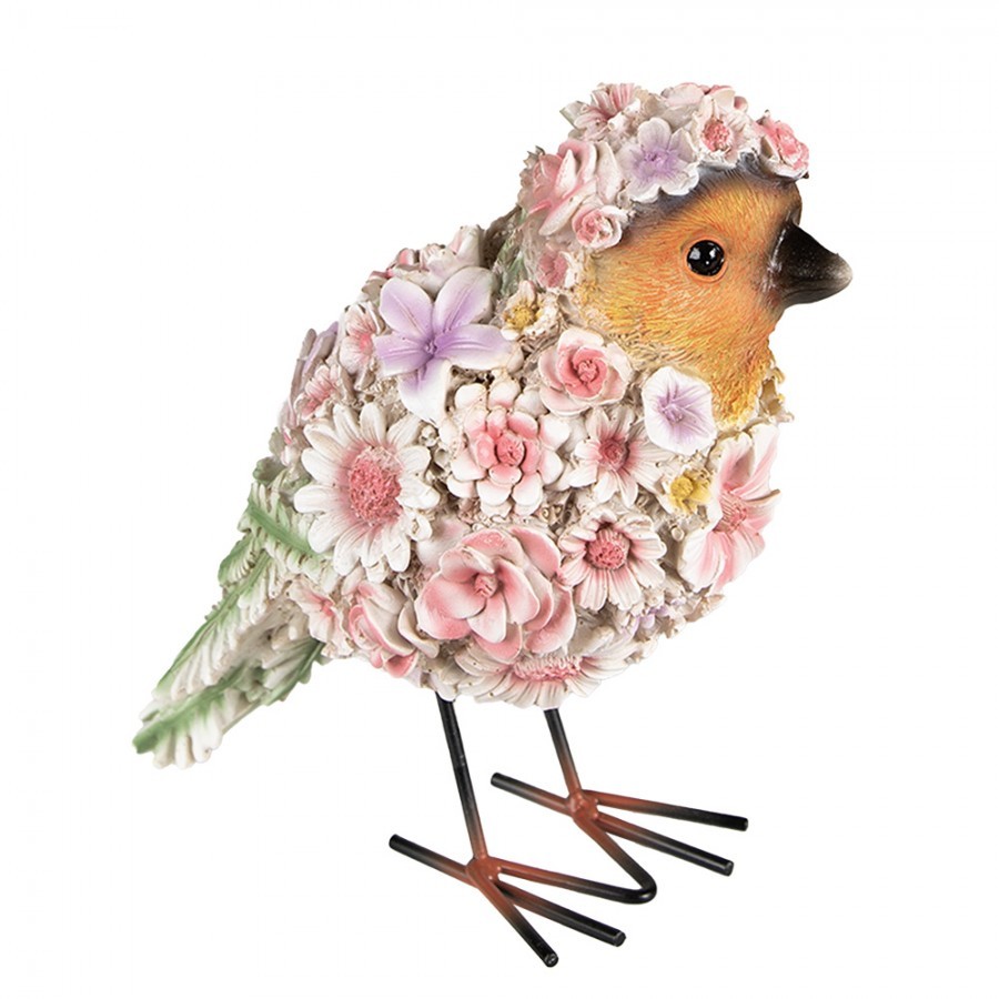 Dekorativní soška ptáčka posetého květinami - 11*17*18 cm Clayre & Eef