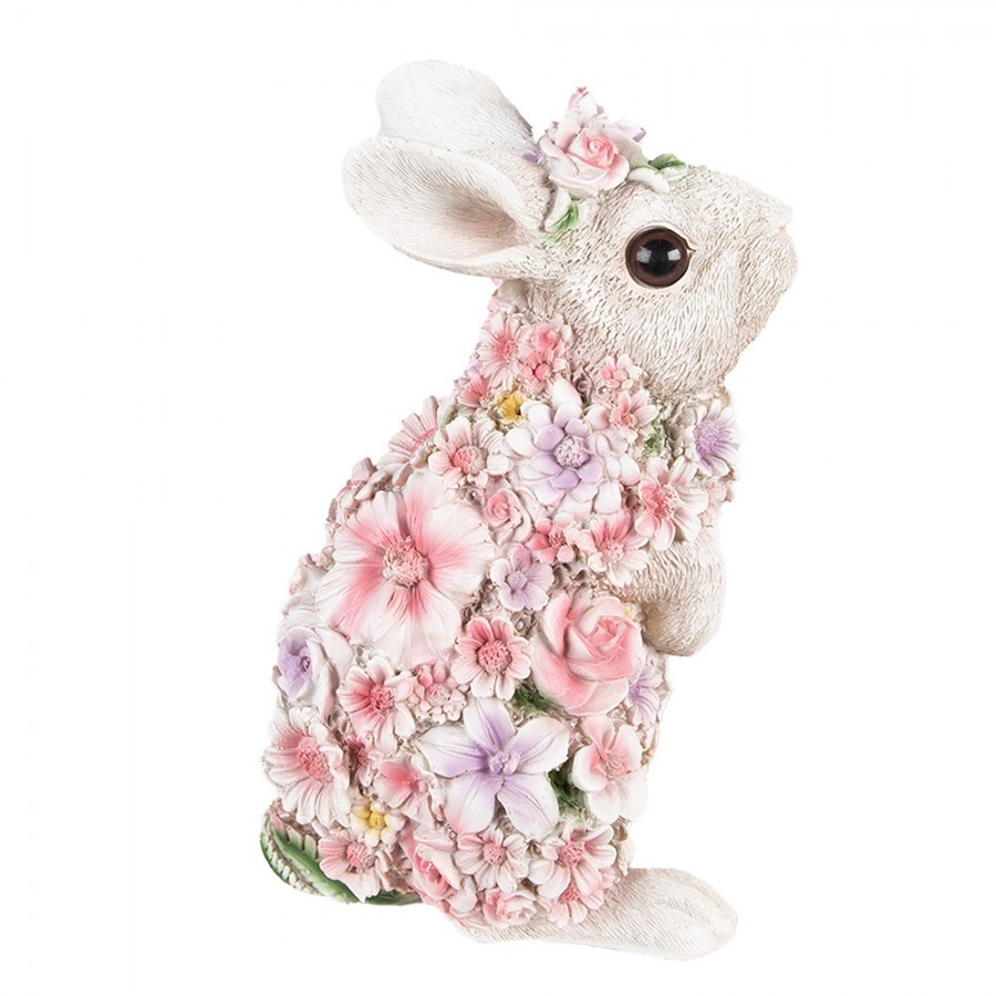 Dekorativní soška králíček posetý květinami - 16*35*25cm Clayre & Eef