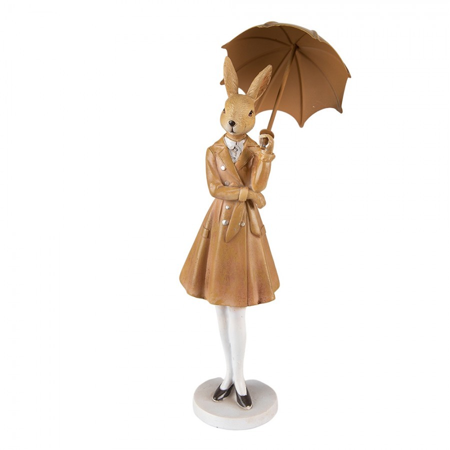 Velikonoční dekorace králičí dáma s deštníkem - 10*10*28 cm Clayre & Eef