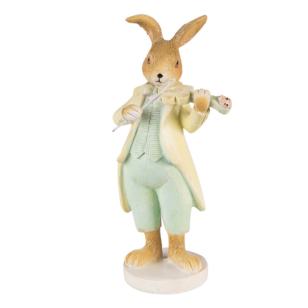 Velikonoční dekorace králík hrající na housle ve tvaru květiny - 8*5*16 cm Clayre & Eef
