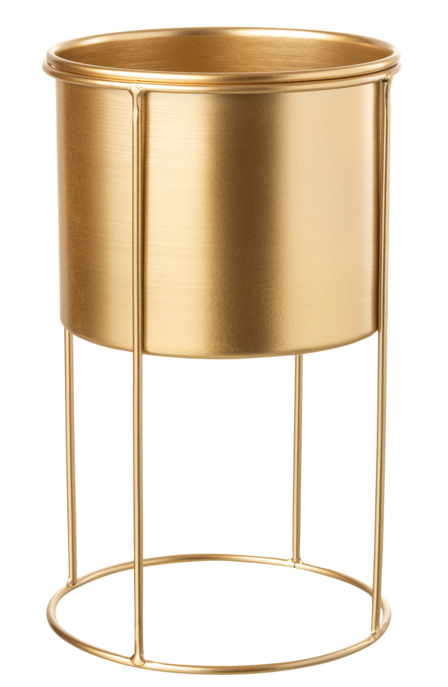 Zlatý kulatý kovový květináč na zlaté noze - Ø 18*32 cm J-Line by Jolipa