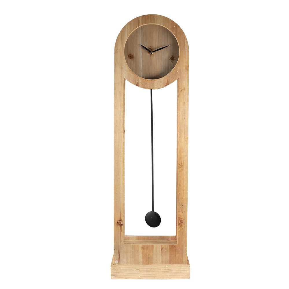 Přírodní dřevěné stojací hodiny Reccia - 28*10*100 cm / 1*AA Clayre & Eef