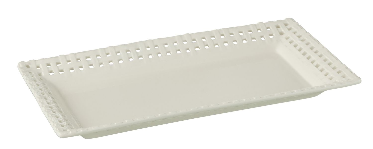 Bílý keramický servírovací podnos Hella White - 32*17*3 cm J-Line by Jolipa