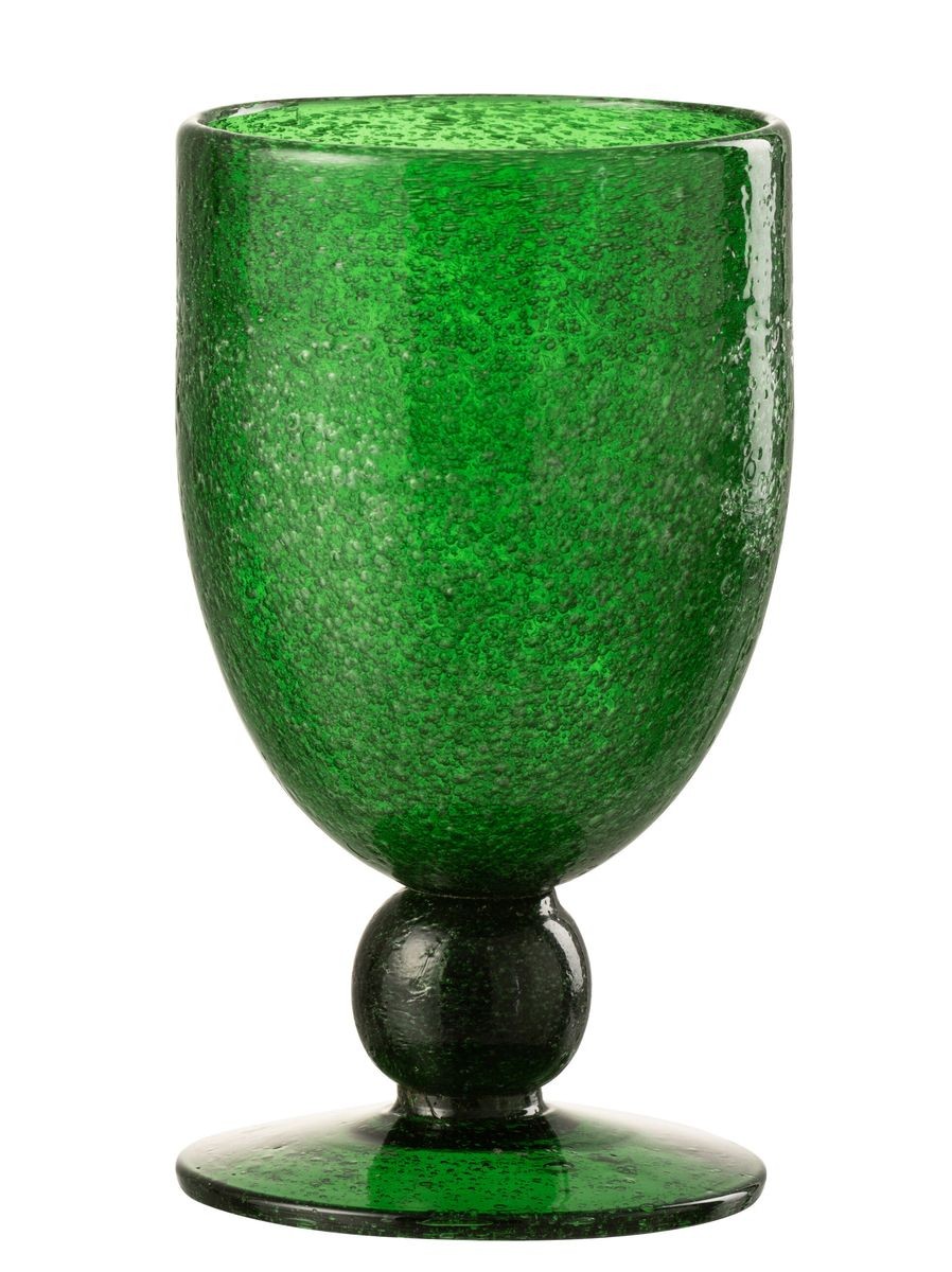 Zelená sklenička na víno na noze s bublinkami Wine Lisboa green - Ø9*15cm / 370ml J-Line by Jolipa