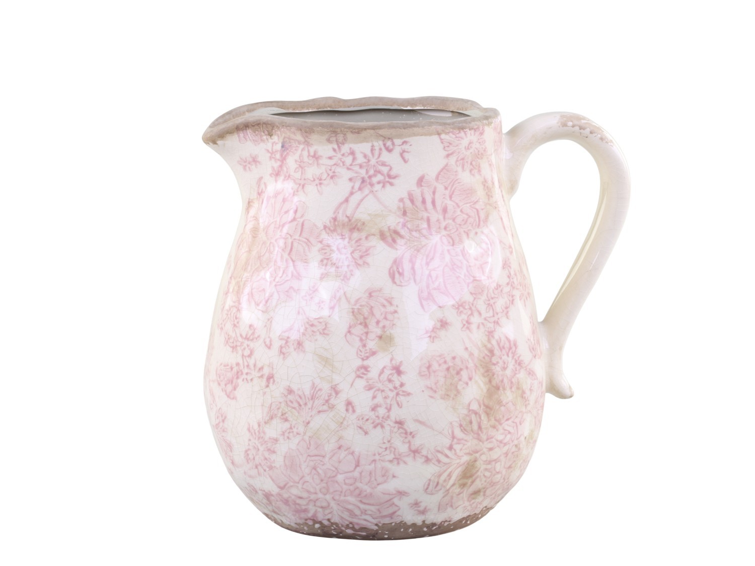 Keramický dekorační džbán s růžovými květy Melun - 20*16*20cm Chic Antique