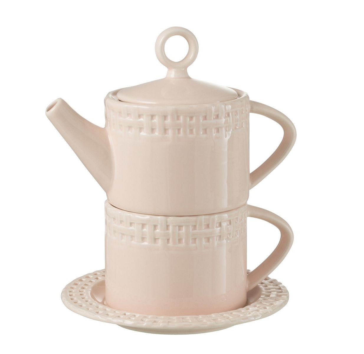 Růžový keramický Tea for One Hella Pastel Pink - 18*16*22 cm J-Line by Jolipa