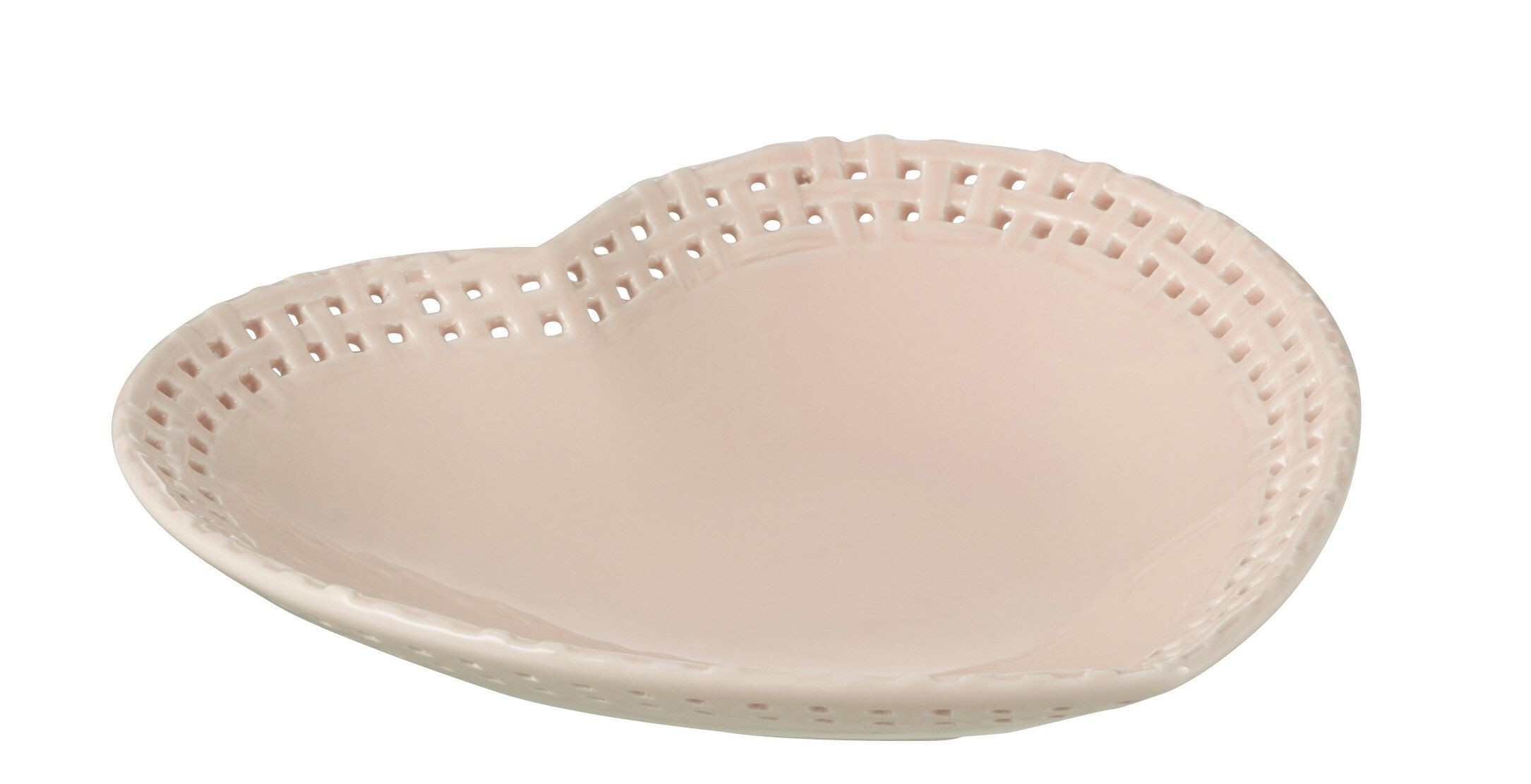 Růžový keramický talíř / miska ve tvaru srdce Hella Pastel Pink - 22*22*4 cm J-Line by Jolipa