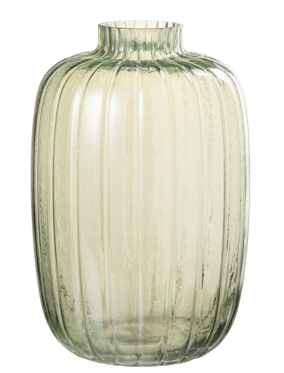 Zelená skleněná váza s úzkým hrdlem Junna L - Ø 20*30 cm J-Line by Jolipa
