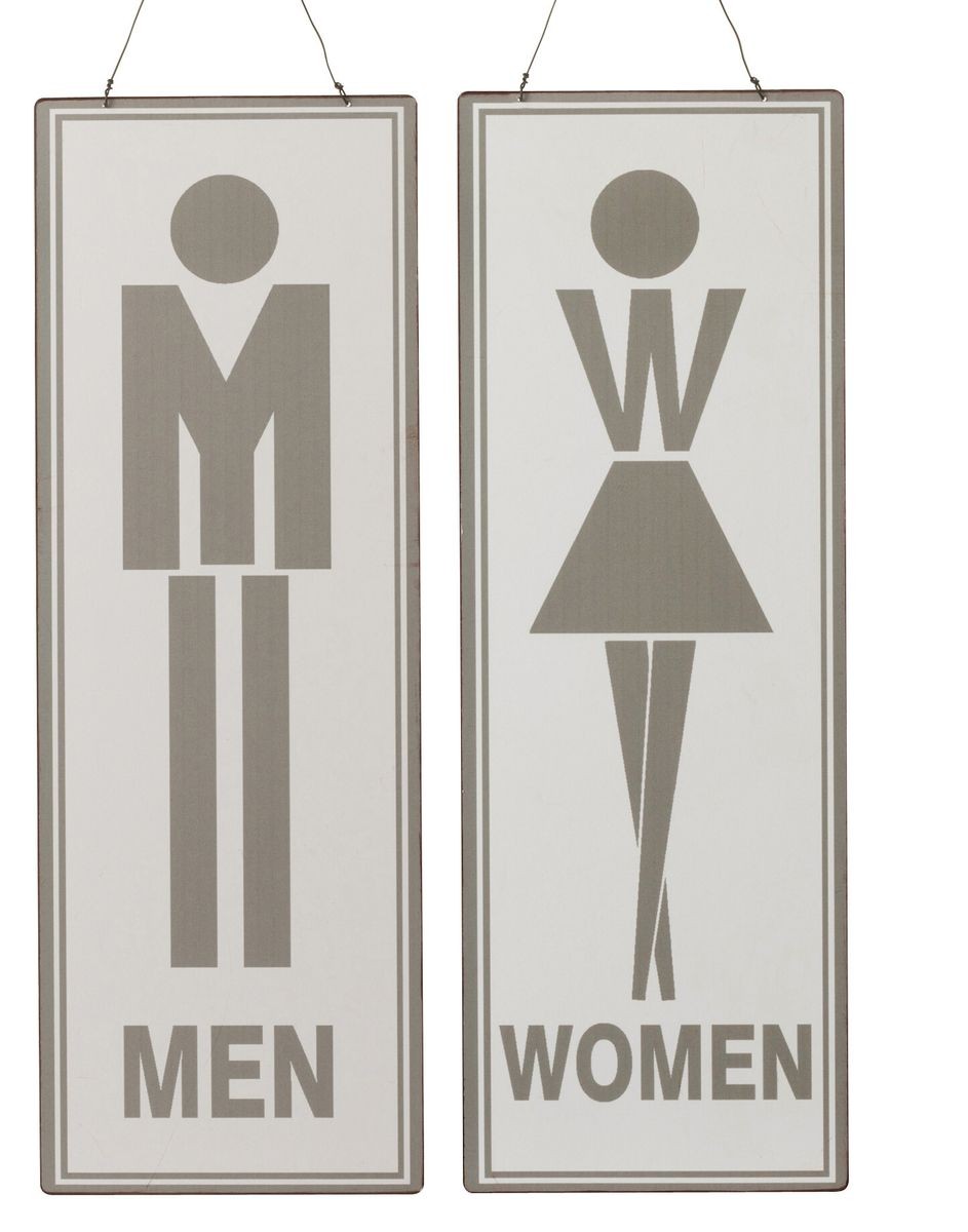2ks závěsná kovová cedule Men Women, Femmes Hommes - 16*46 cm J-Line by Jolipa
