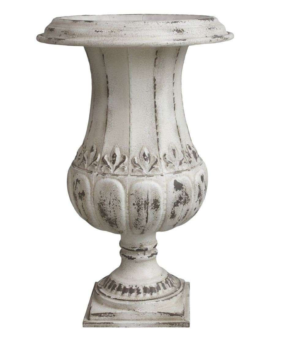 Krémový vintage obal na květináč/ váza ve tvaru číše Frenchie - Ø 42*67cm Chic Antique