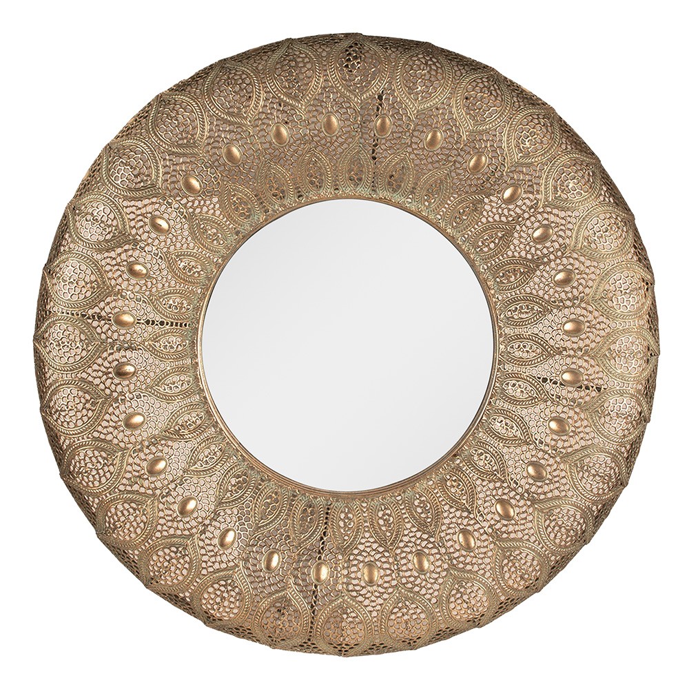 Nástěnné zrcadlo ve zlatém kovovém rámu - Ø 60*6 cm Clayre & Eef
