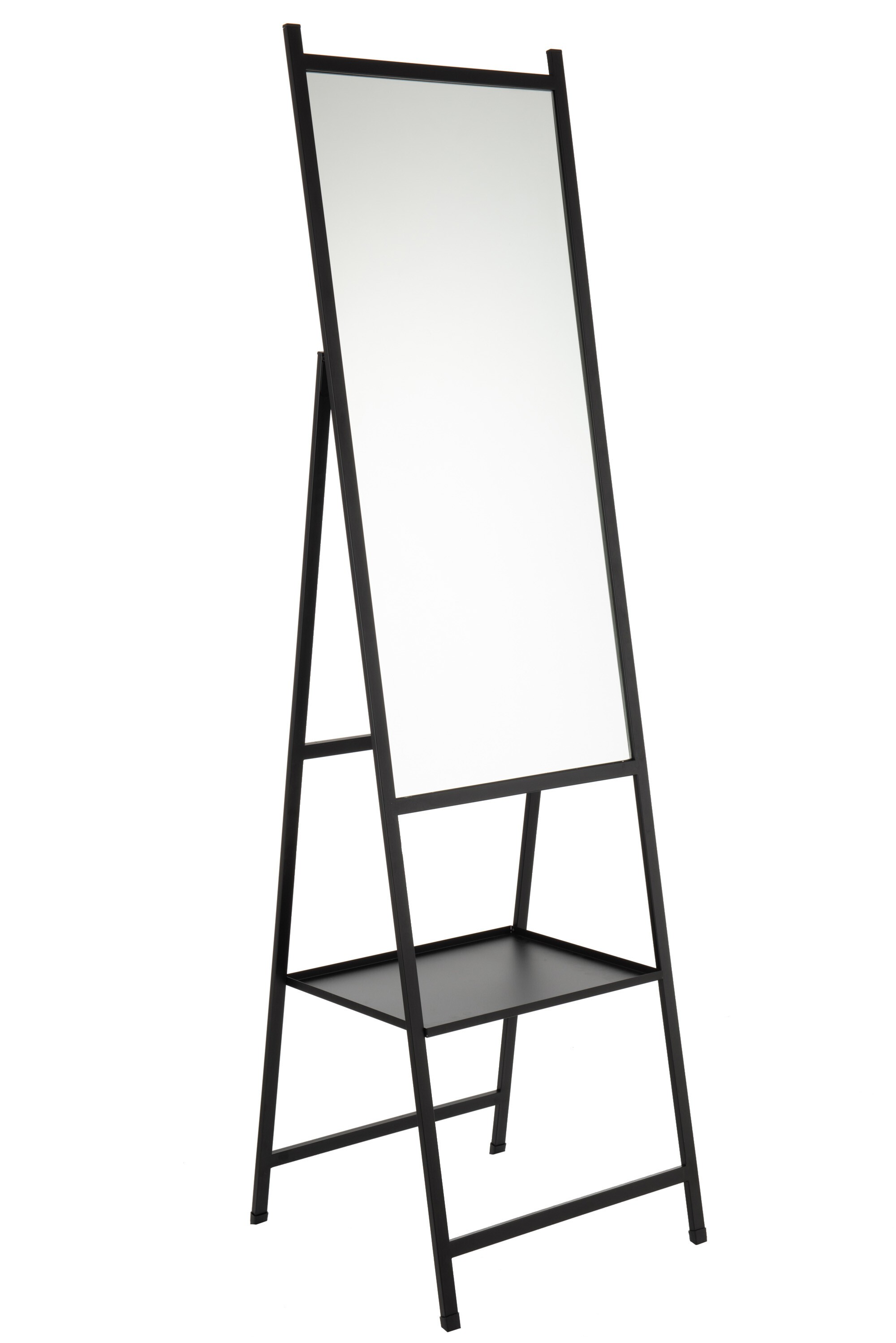 Stojací zrcadlo v černém kovovém rámu Industrial - 45*161 cm J-Line by Jolipa
