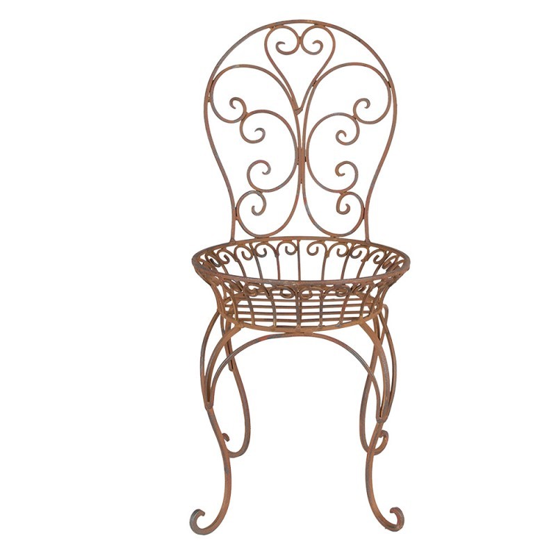 Hnědo-rezavý antik kovový stojan na květiny ve tvaru židle - 24*24*53 cm Clayre & Eef