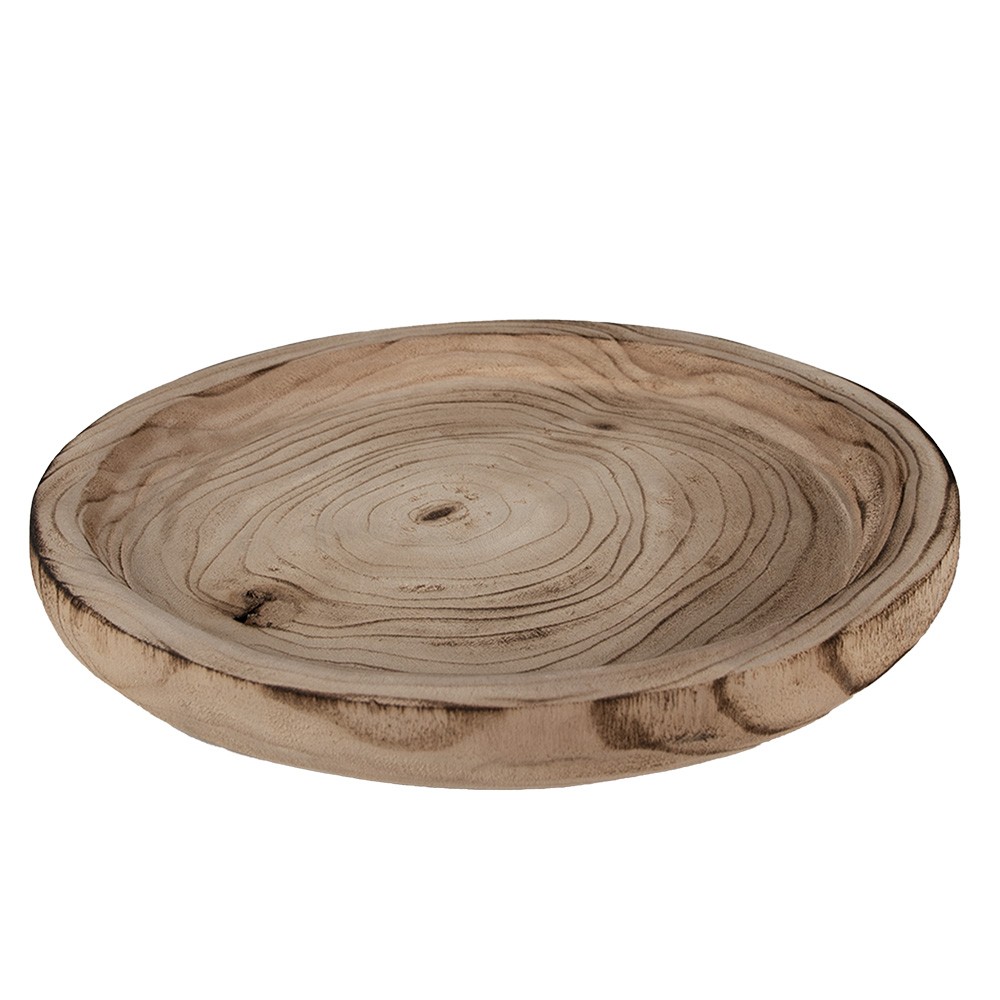 Přírodní dekorativní dřevěná servírovací mísa/talíř - Ø 26*3 cm Clayre & Eef