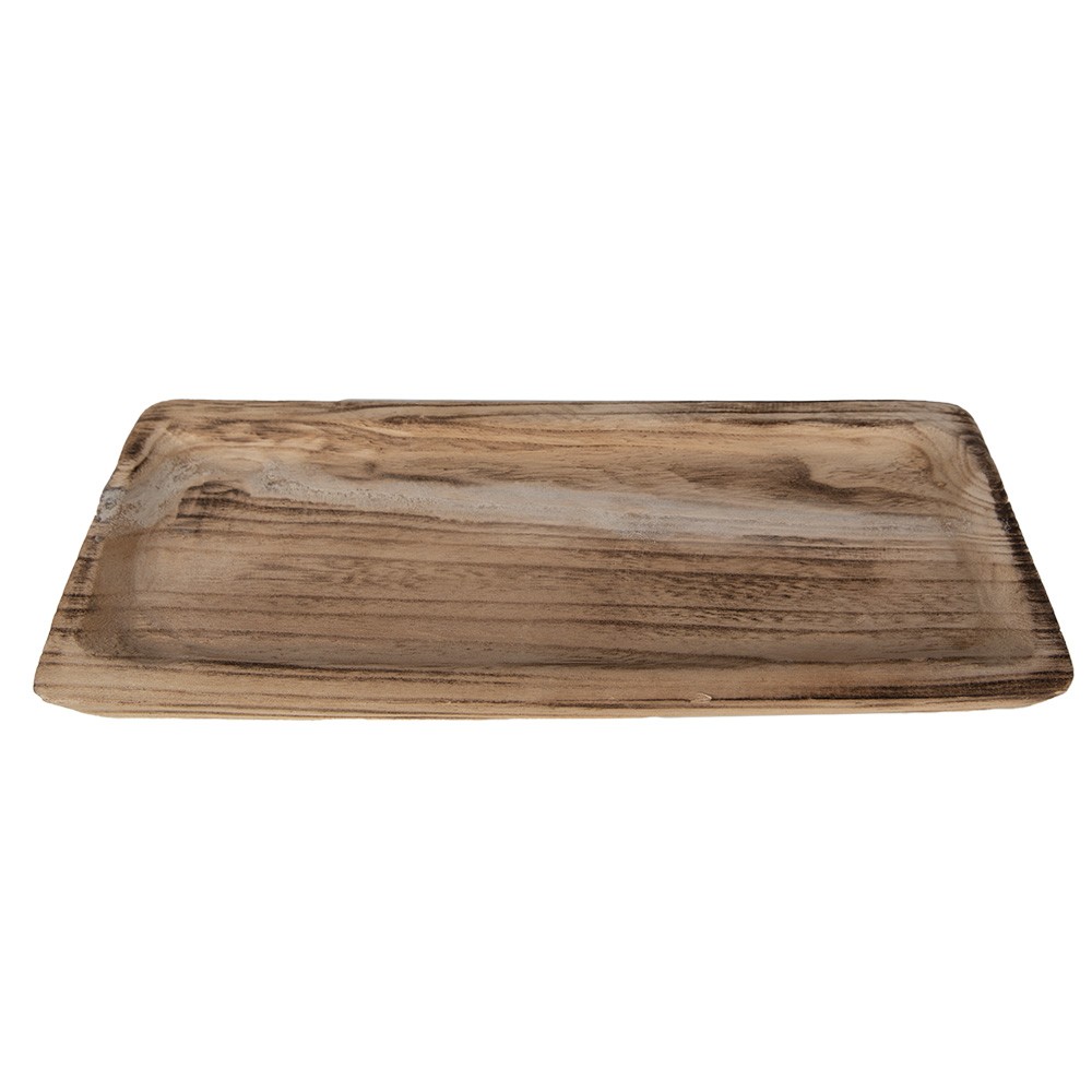 Přírodní dekorativní dřevěný servírovací podnos/talíř - 40*17*3 cm Clayre & Eef