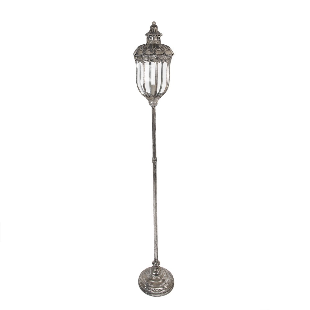 Stříbrná antik kovová stojací lampa Gildo - Ø 21*140 cm E14/Max 1*60W Clayre & Eef