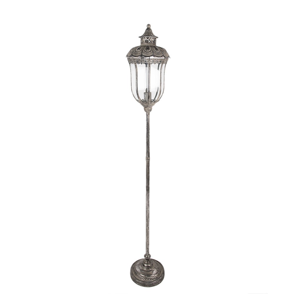 Stříbrná antik kovová stojací lampa Gildo - Ø 25*154 cm E27/Max 1*60W Clayre & Eef