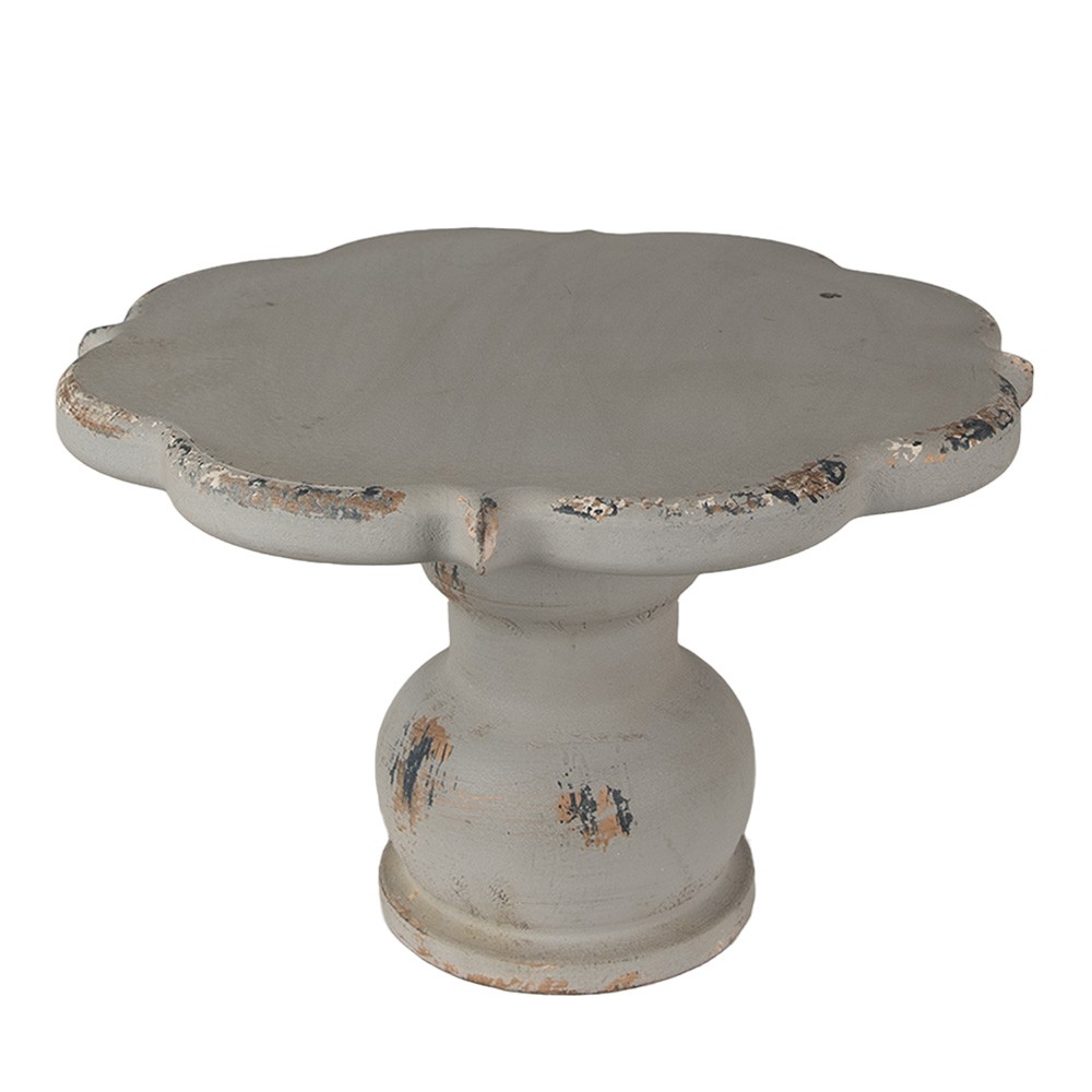 Šedý antik dřevěný dekorativní stojan na dort - Ø 26*17 cm Clayre & Eef