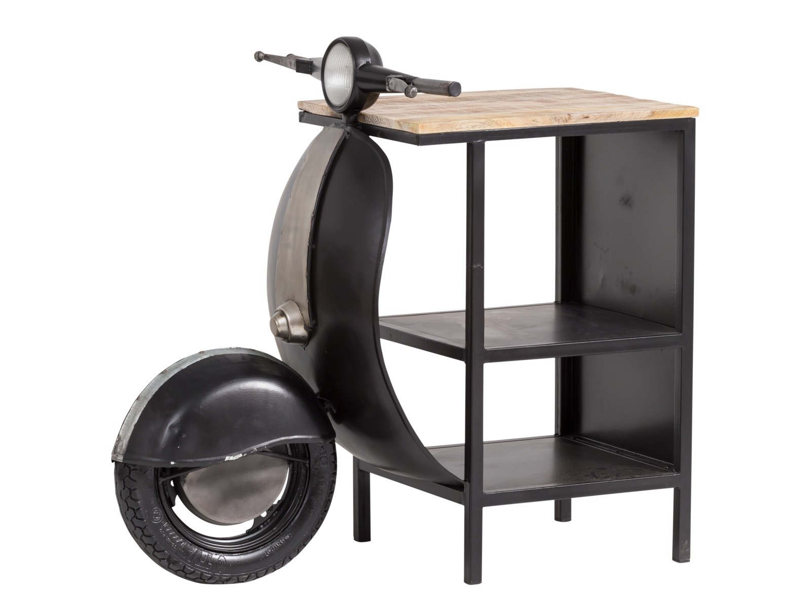 Černý kovový konzolový stůl s dřevěnou deskou Scooter - 100*45*90cm Massivum