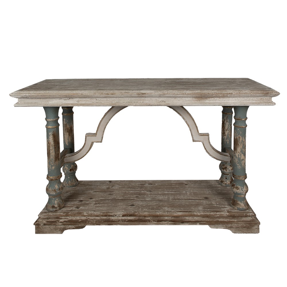Hnědo - béžový antik dřevěný konzolový stůl Friantee - 140*51*87 cm Clayre & Eef
