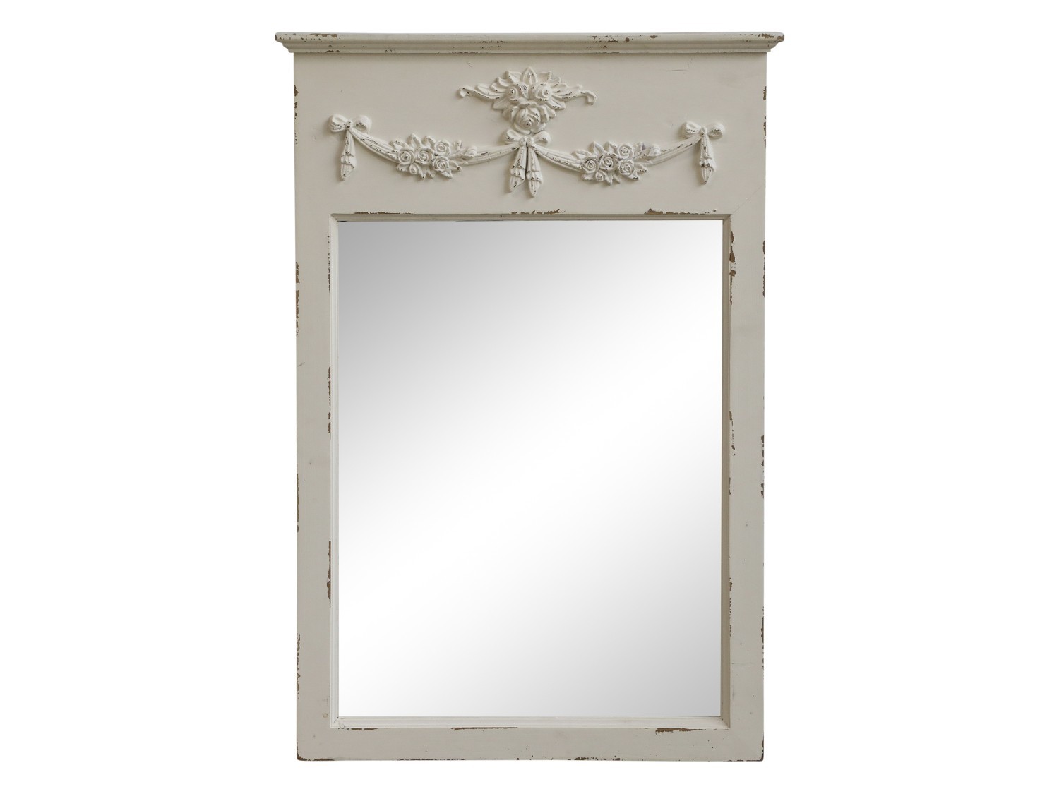 Krémové antik nástěnné zrcadlo s květy Gillia decor - 48*4*72 cm Chic Antique
