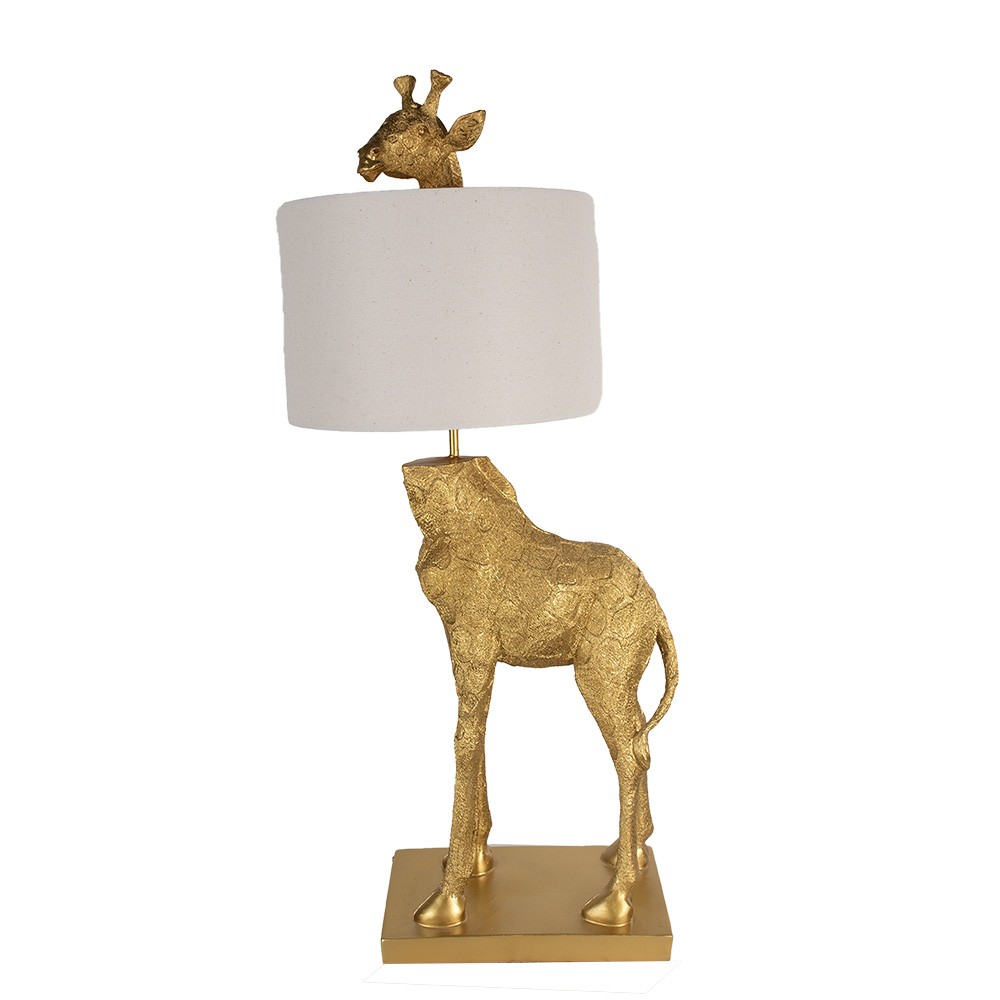 Zlatá stolní lampa se žirafou Giraffe - 39x30x85 cm Clayre & Eef