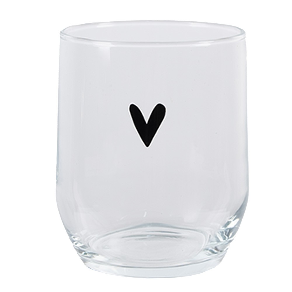 Transparentní sklenička na vodu se srdíčkem - Ø 8*9 cm / 300 ml Clayre & Eef