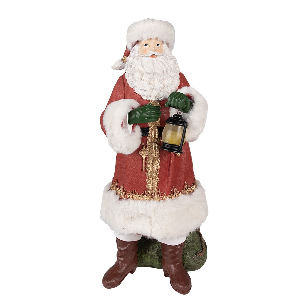 Dekorace Santa s LED světýlkem v lucerně - 21*18*45 cm / AG13 Clayre & Eef