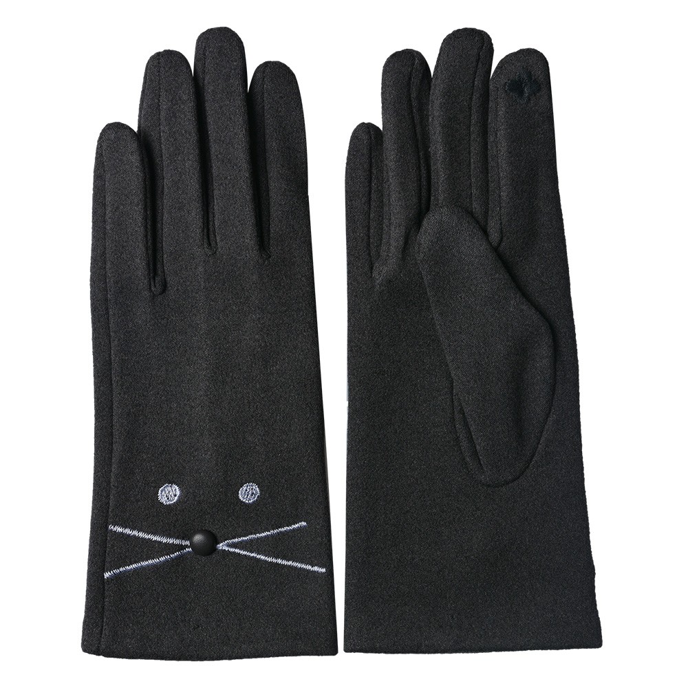 Tmavě šedé zimní rukavice - 8*24 cm Clayre & Eef