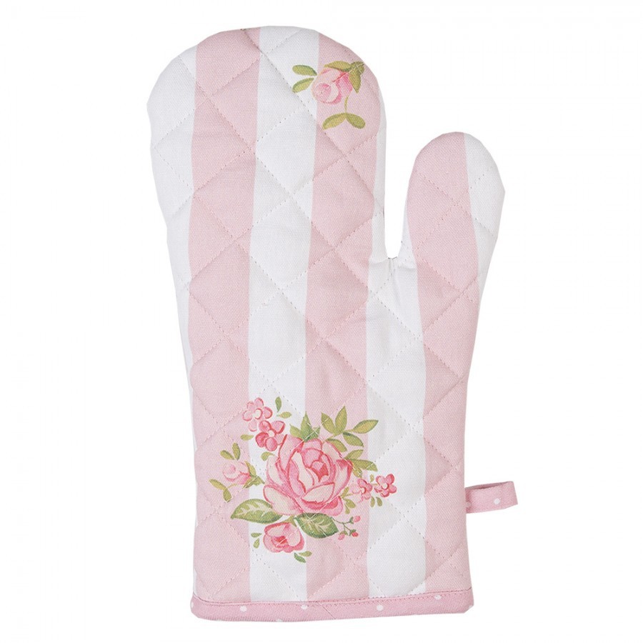 Bavlněná kuchyňská chňapka - rukavice s květy růže Sweet Roses - 18*30cm Clayre & Eef