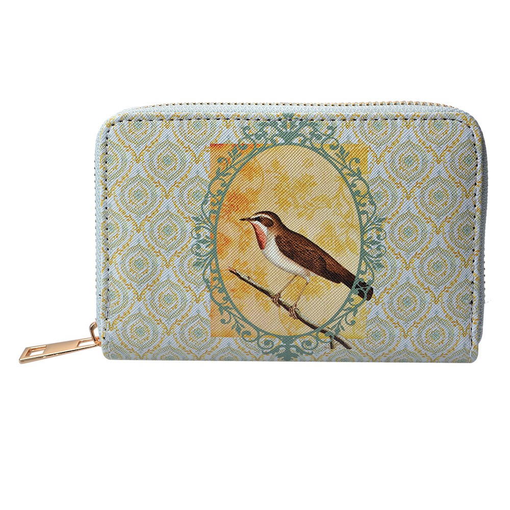 Zelená peněženka s ptáčkem Bird - 10*15 cm Clayre & Eef