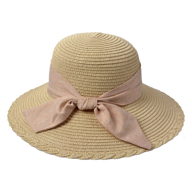 Béžový sluneční dámský klobouk s mašlí - 55-57cm Juleeze