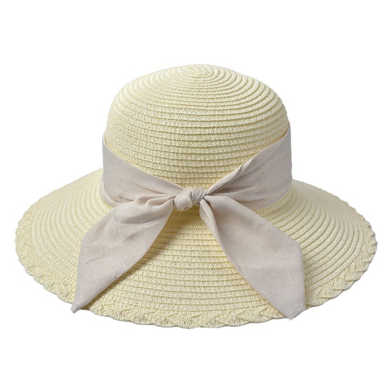 Světle béžový sluneční dámský klobouk s mašlí - 55-57cm Juleeze
