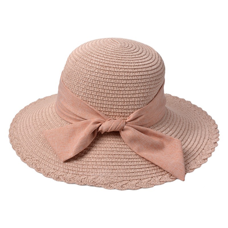 Růžový sluneční dámský klobouk s mašlí - 55-57cm Juleeze