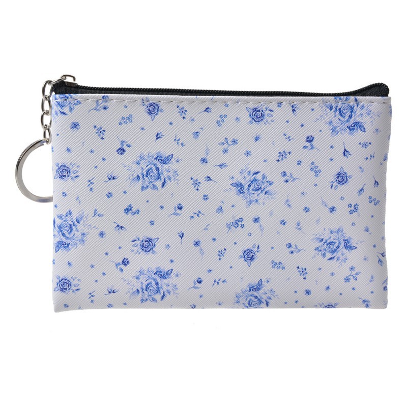 Peněženka/ taštička s modrými růžičkami Blue Rose Blooming - 10*15 cm Clayre & Eef