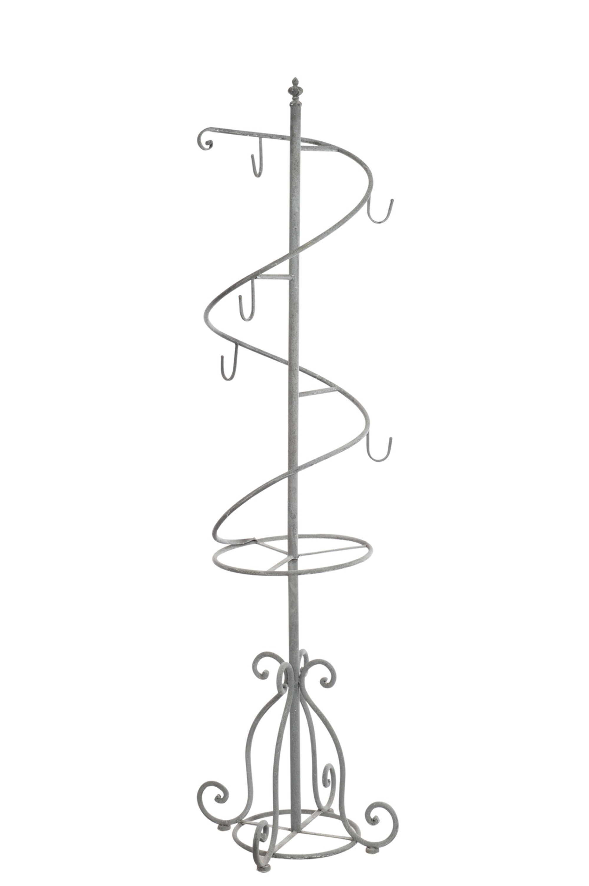Šedý antik kovový věšák na oblečení ve tvaru spirály s háčky Spine - Ø52*181cm J-Line by Jolipa