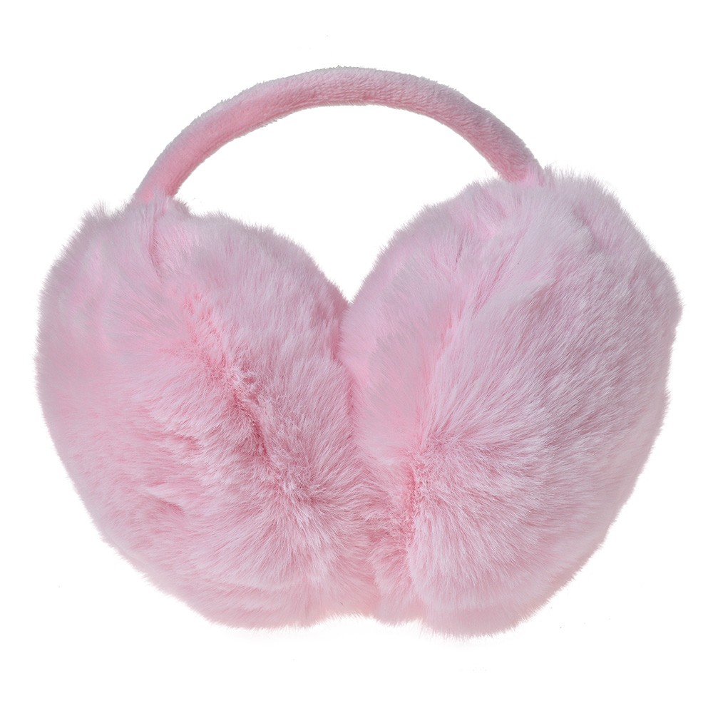 Růžové chlupaté klapky na uši - Ø 13 cm Clayre & Eef