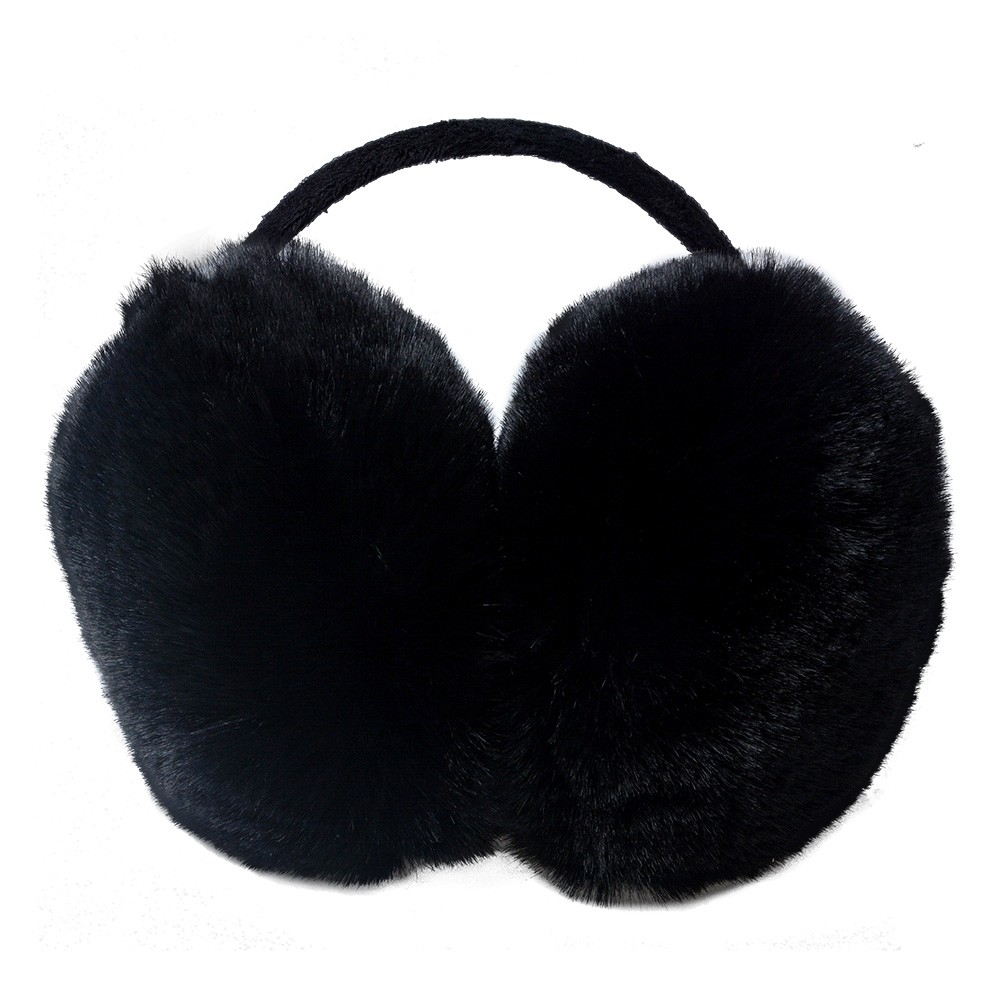 Černé chlupaté klapky na uši - Ø 13 cm Clayre & Eef