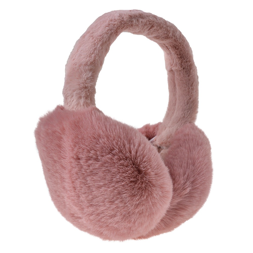 Tmavě růžové skládací chlupaté klapky na uši - Ø 13cm - one size Clayre & Eef
