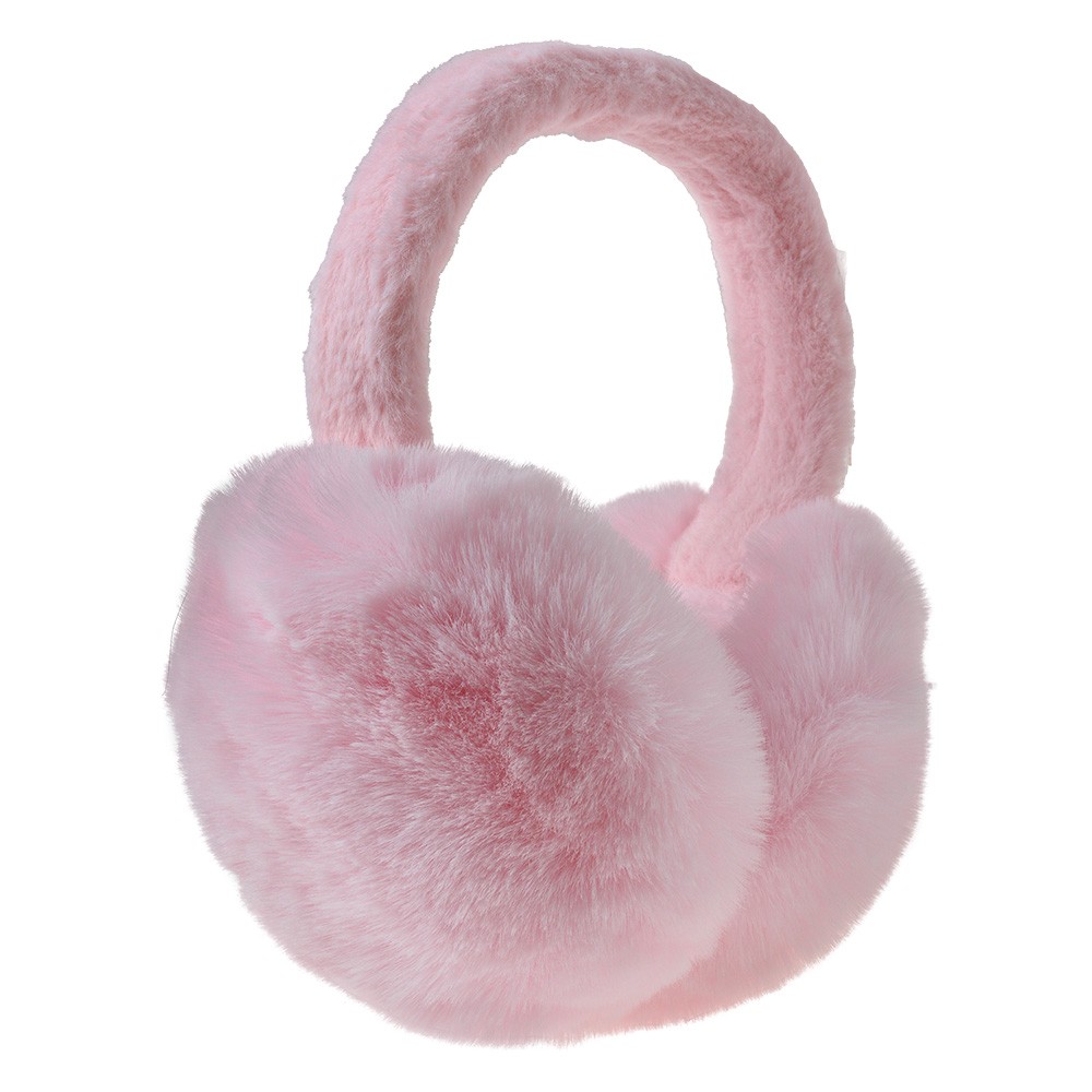 Světle růžové skládací chlupaté klapky na uši - Ø 13cm - one size Clayre & Eef